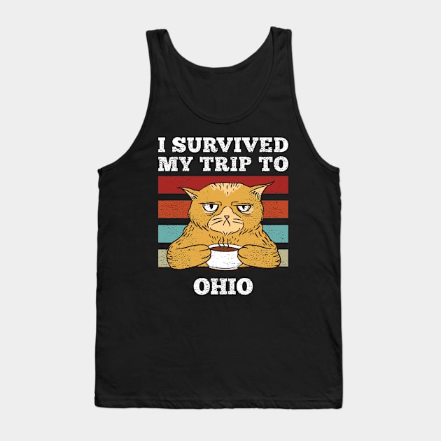 I Survived My Trip To Ohio Vintage Tired Cat Coffee Tank Top by plainlyfashion